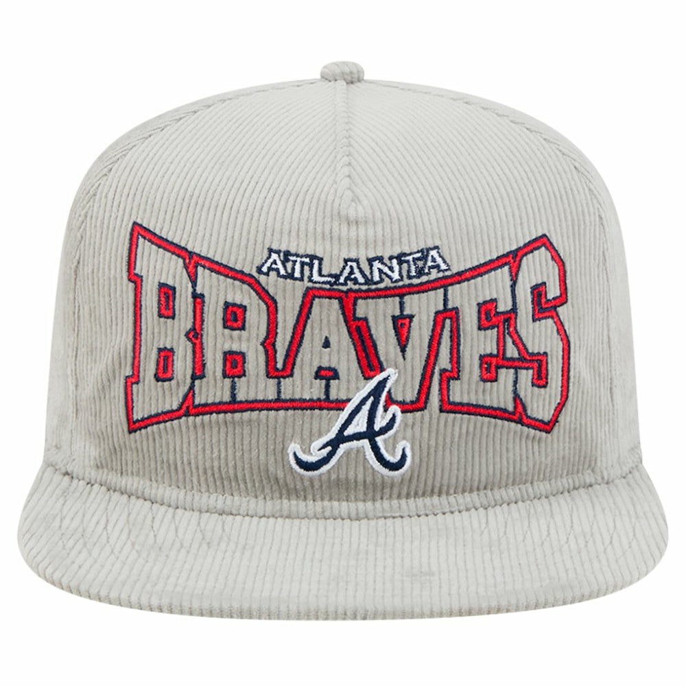 New Era Atlanta Braves Gray Corduroy Golfer Snapback Hat Hats