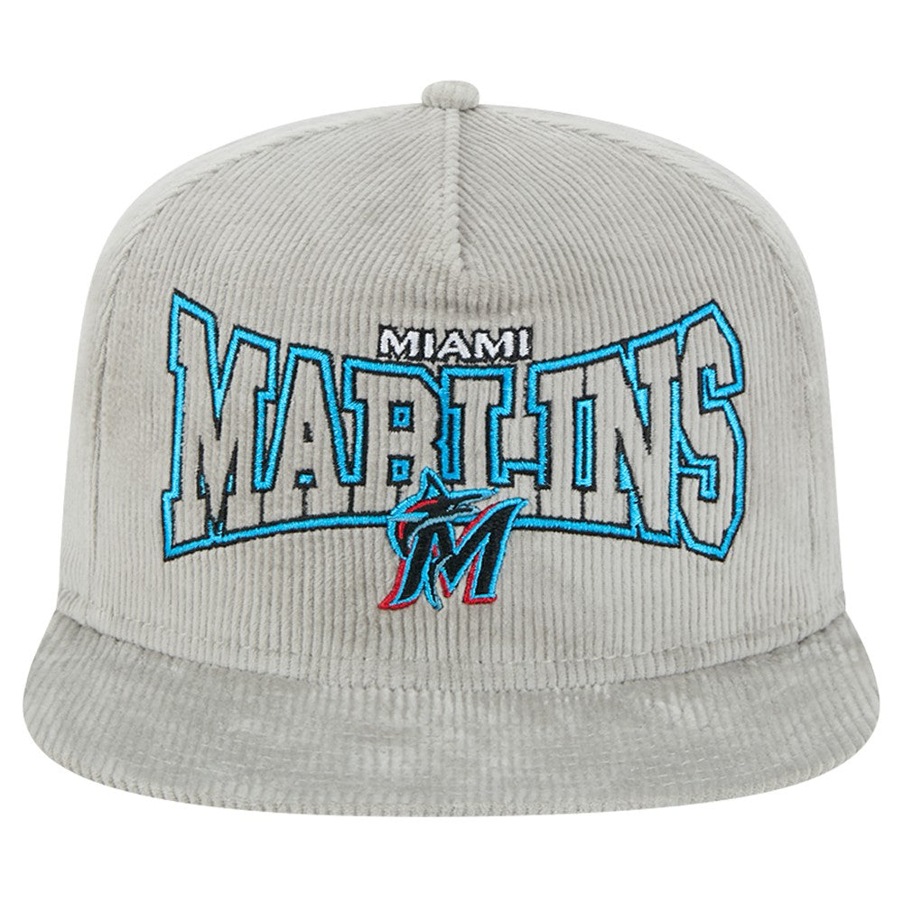 New Era Miami Marlins Gray Corduroy Golfer Snapback Hat Hats