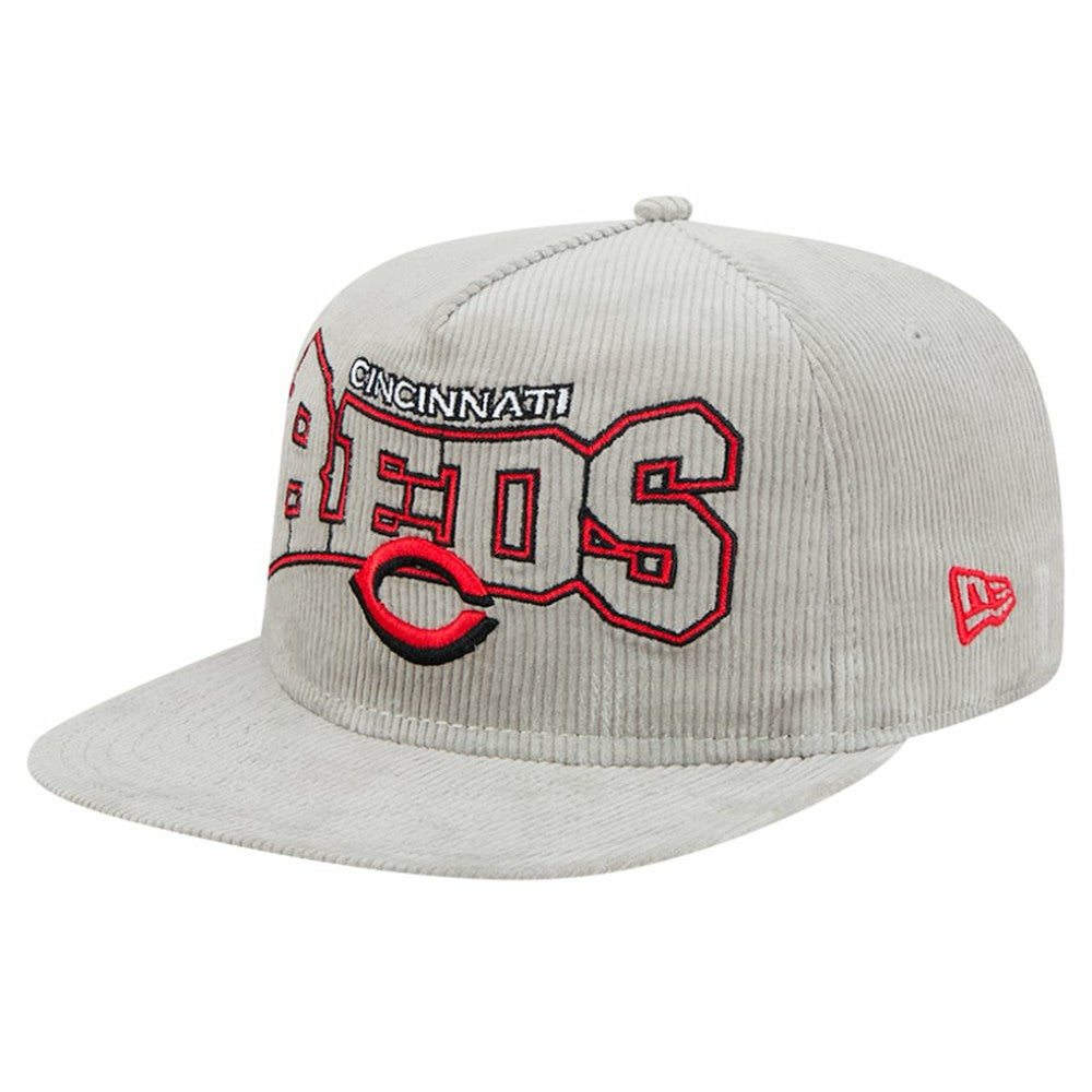 New Era Cincinnati Reds Gray Corduroy Golfer Snapback Hat Hats