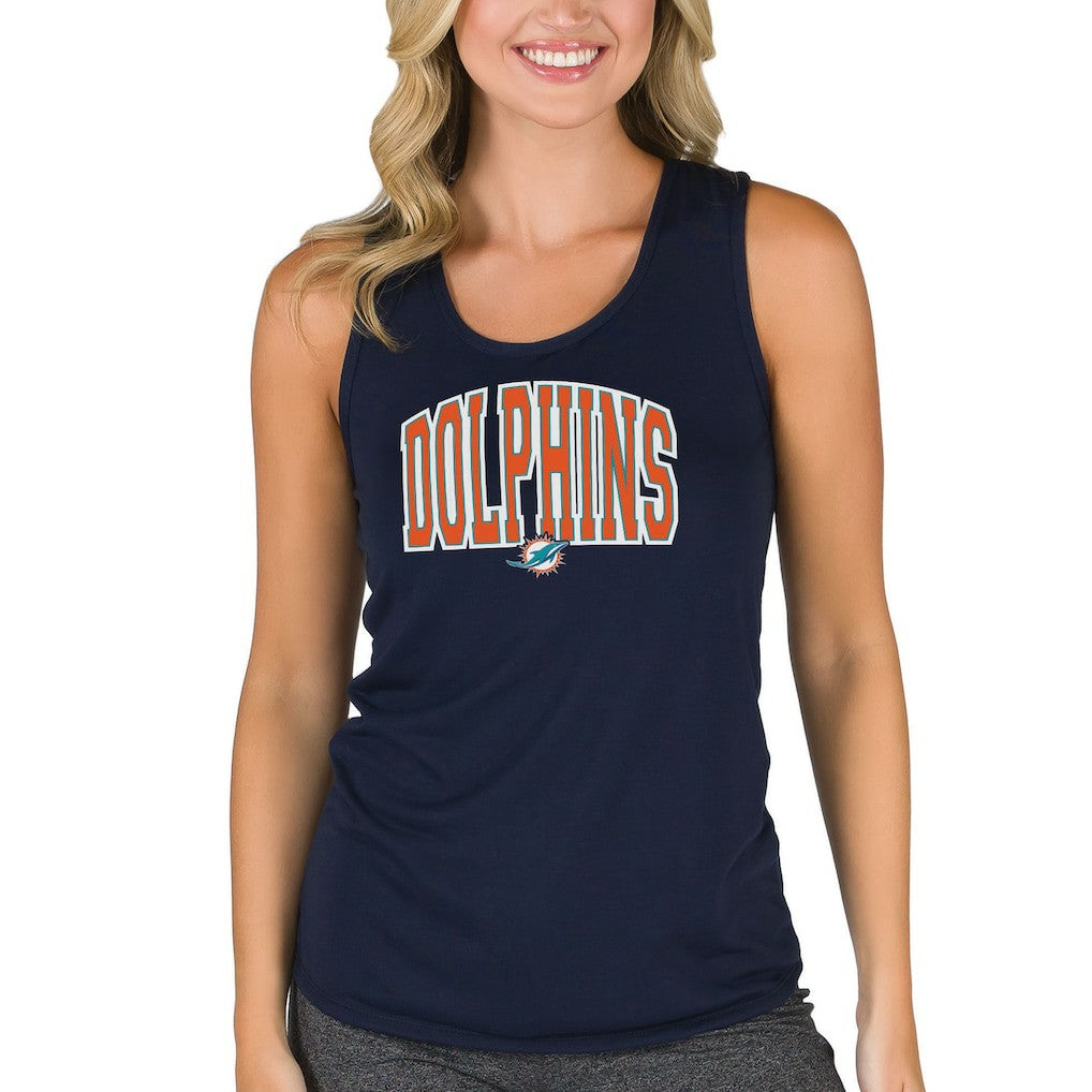 Miami Dolphins Concepts Sport Women's Marathon Racer Back Tank Top Navy