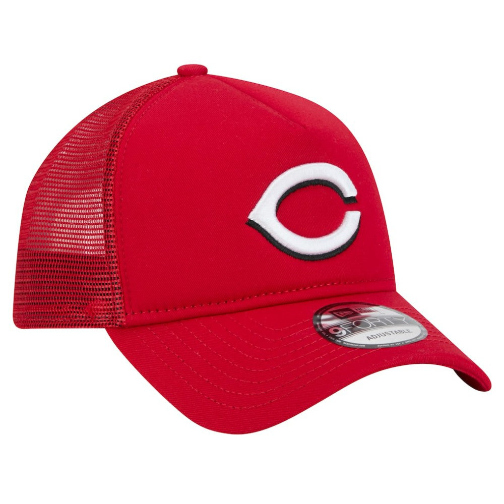 Cincinnati Reds New Era 9FORTY A-Frame Trucker Adjustable Hat - Red Hats