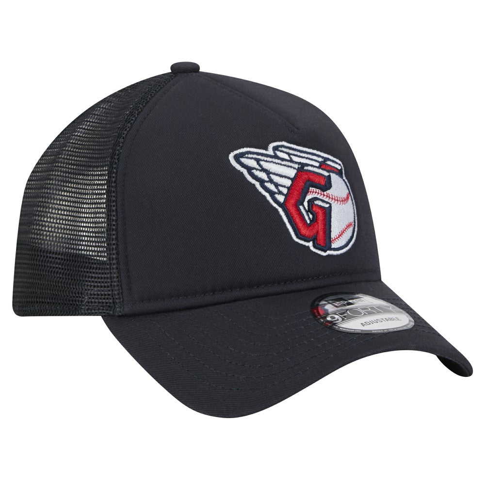 Cleveland Guardians New Era 9FORTY A-Frame Trucker Adjustable Hat - Navy Hats
