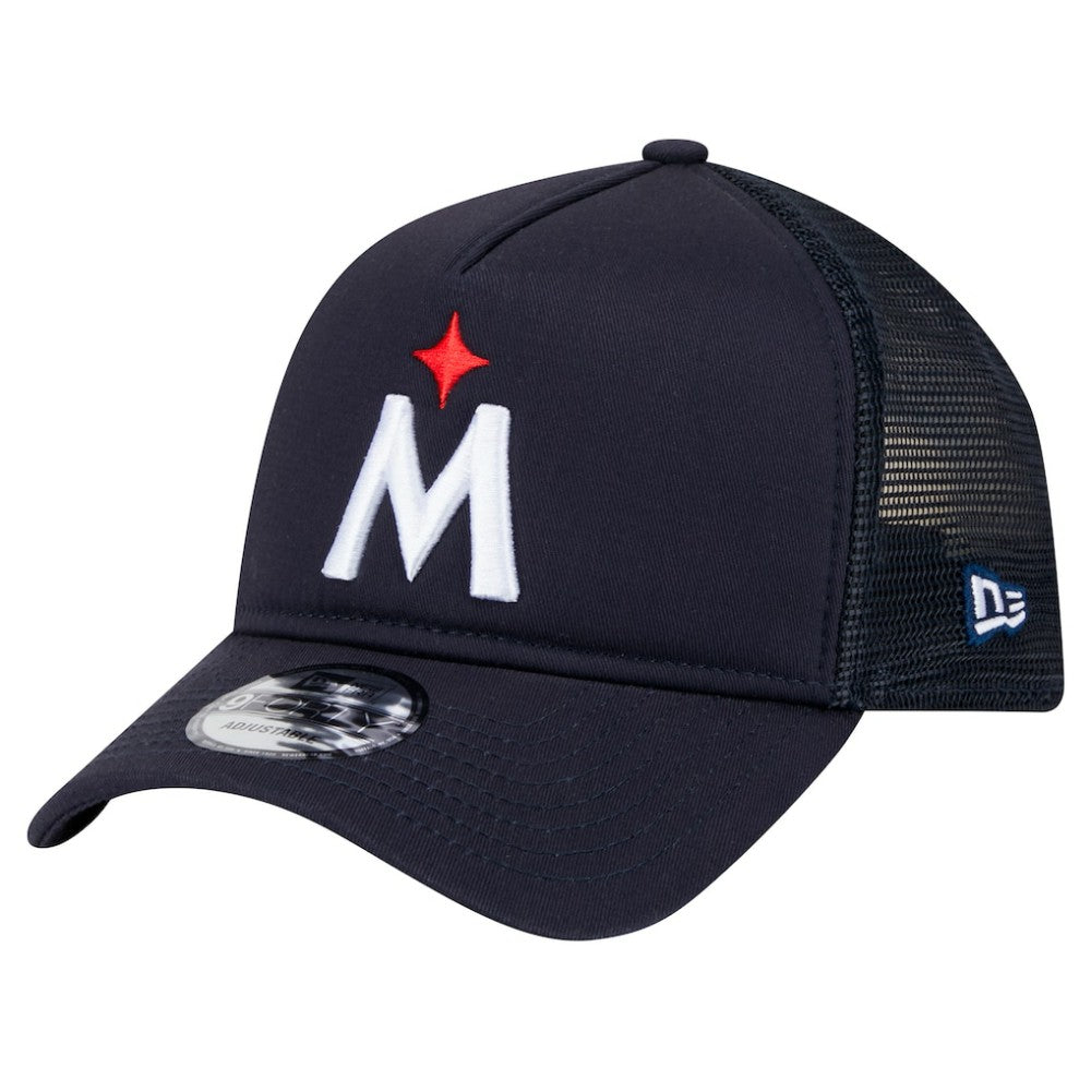 Minnesota Twins New Era 9FORTY A-Frame Trucker Adjustable Hat - Navy Hats