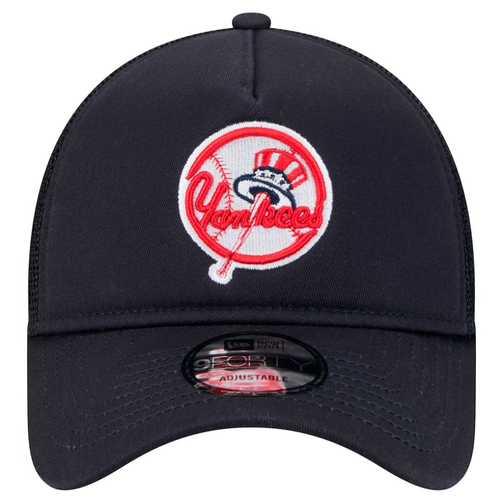 New York Yankees New Era 9FORTY A-Frame Trucker Adjustable Hat - Navy Hats