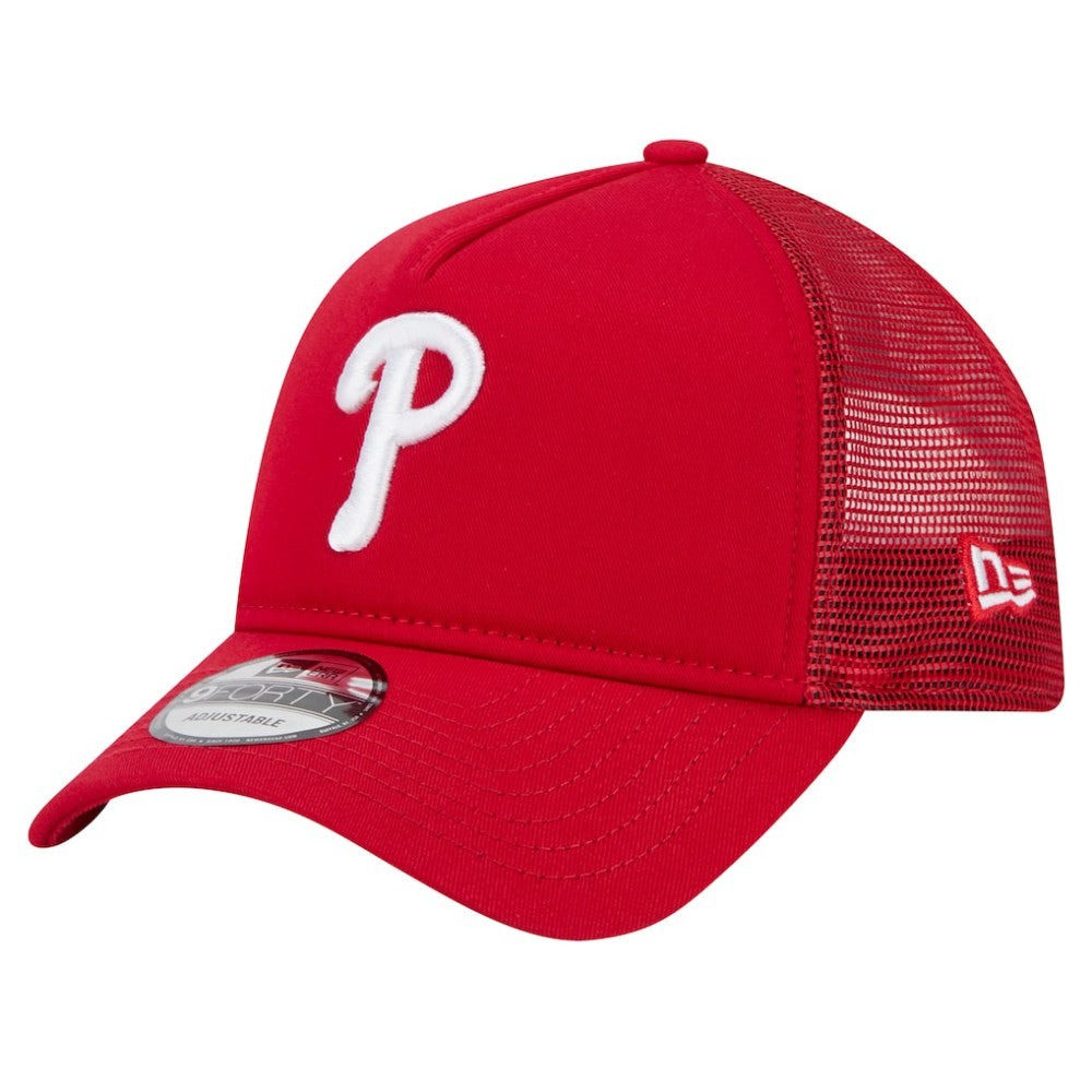 Philadelphia Phillies New Era 9FORTY A-Frame Trucker Adjustable Hat - Red Hats