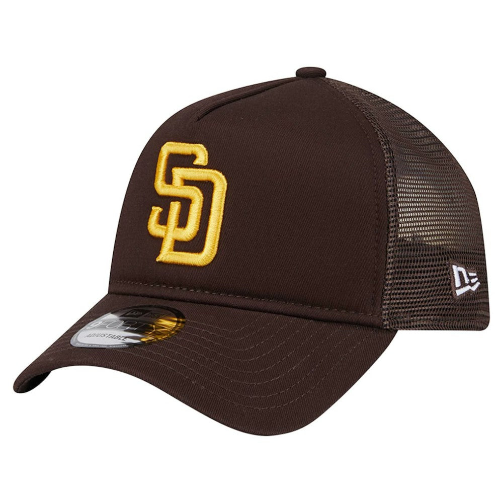 San Diego Padres New Era 9FORTY A-Frame Trucker Adjustable Hat - Brown Hats