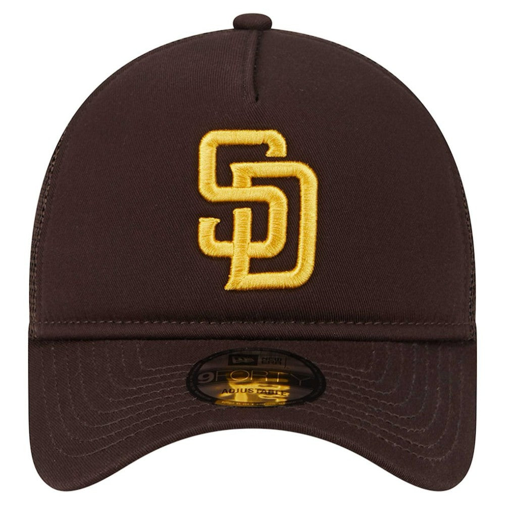 San Diego Padres New Era 9FORTY A-Frame Trucker Adjustable Hat - Brown Hats