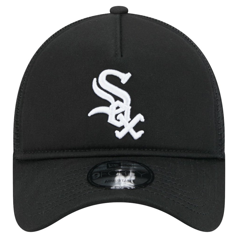 Chicago White Sox New Era 9FORTY A-Frame Trucker Adjustable Hat - Black Hats