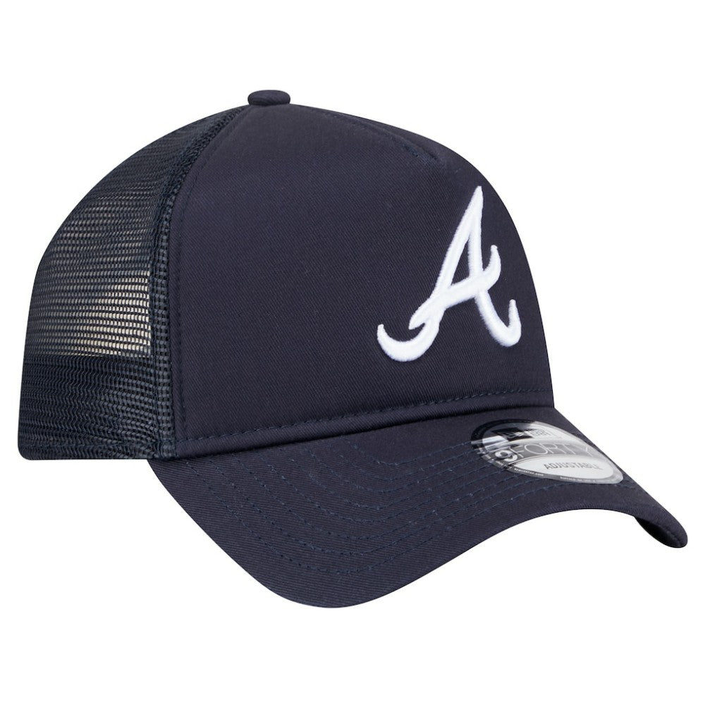 Atlanta Braves New Era 9FORTY A-Frame Trucker Adjustable Hat - Navy Hats
