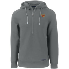 Washington Commanders Cutter & Buck Primary Mark Roam Eco Recycled Half-Zip Pullover Hoodie Gray