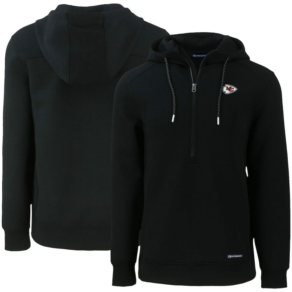 Kansas City Chiefs Cutter & Buck Primary Mark Roam Eco Recycled Half-Zip Pullover Hoodie Black