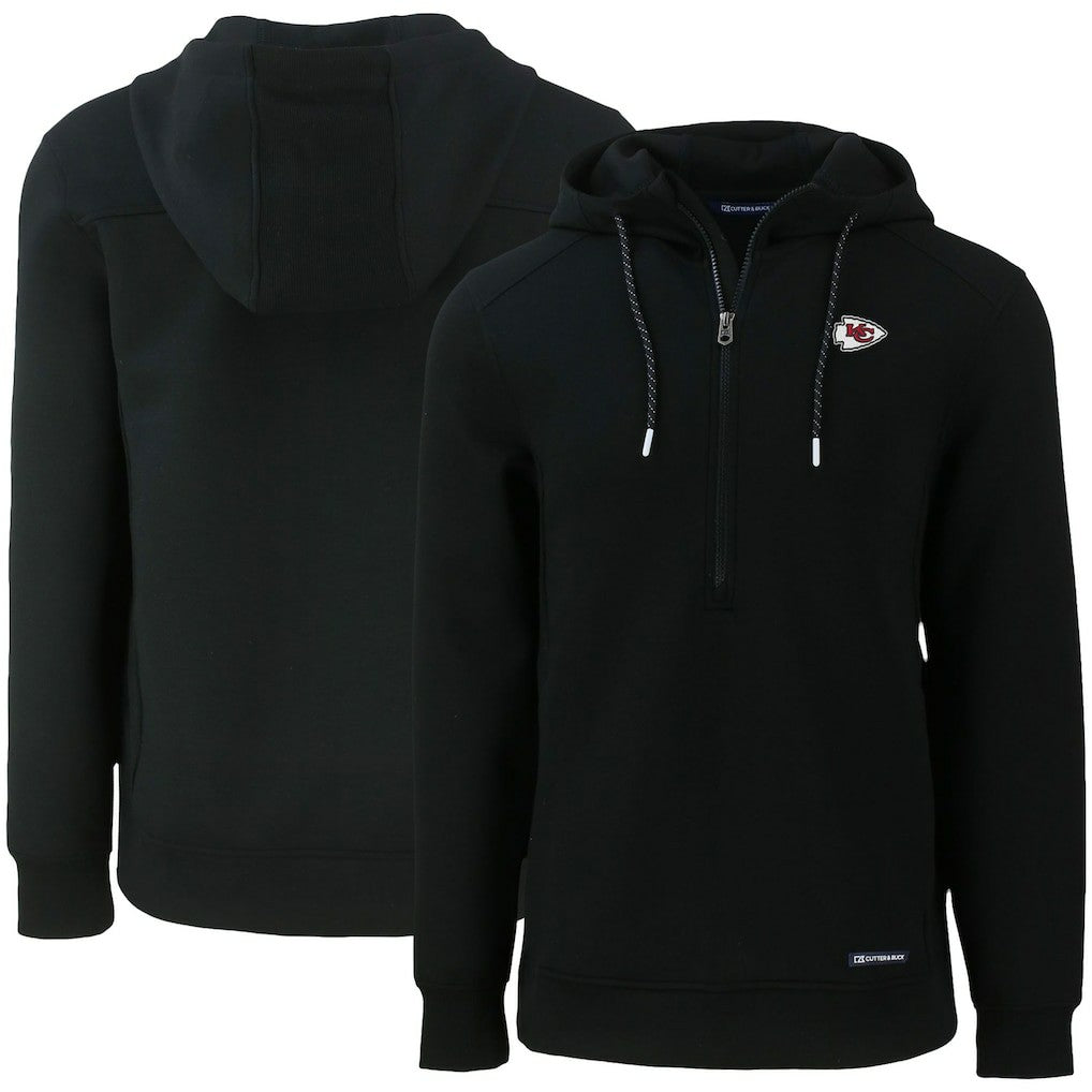 Kansas City Chiefs Cutter & Buck Primary Mark Roam Eco Recycled Half-Zip Pullover Hoodie Black