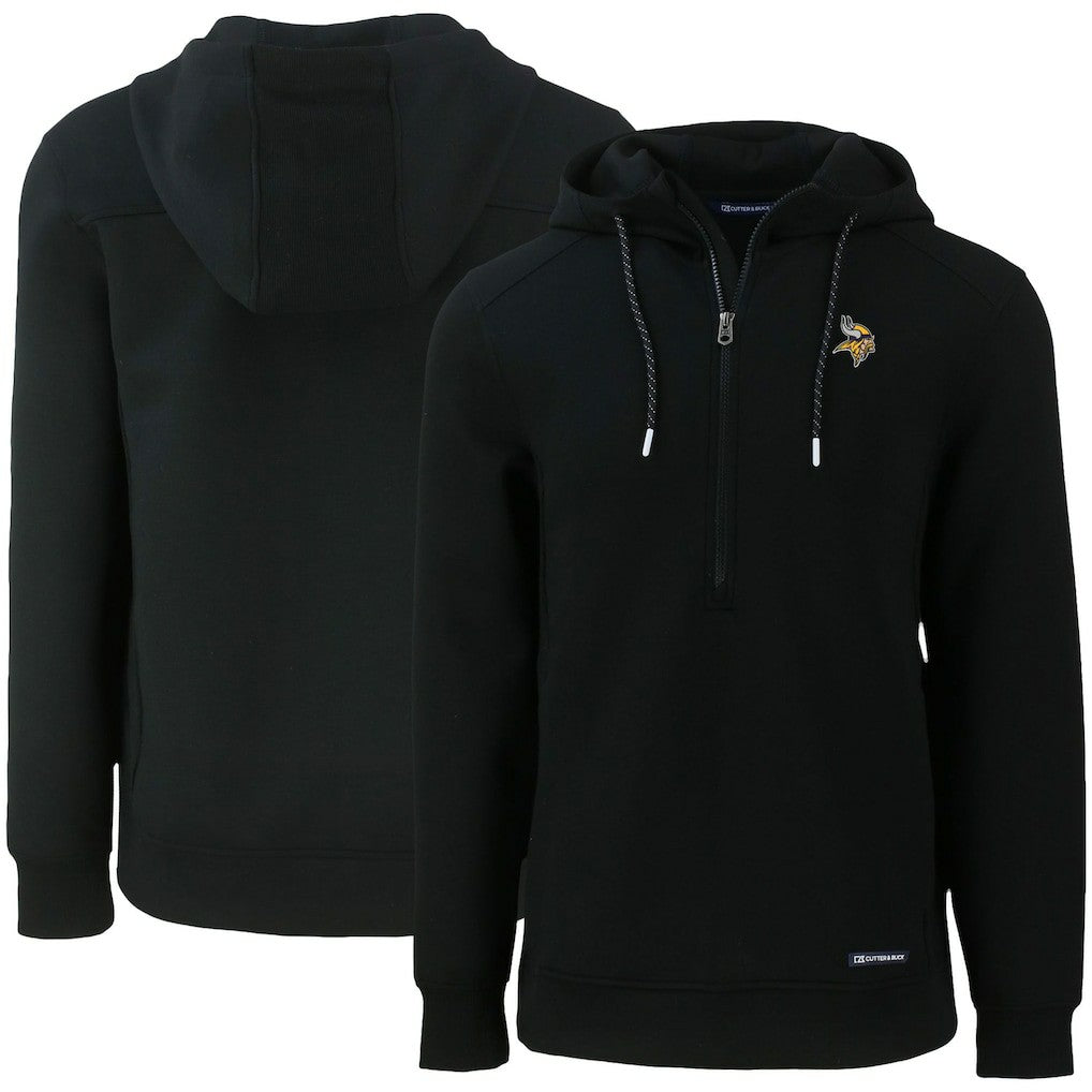 Minnesota Vikings Cutter & Buck Primary Mark Roam Eco Recycled Half-Zip Pullover Hoodie Black
