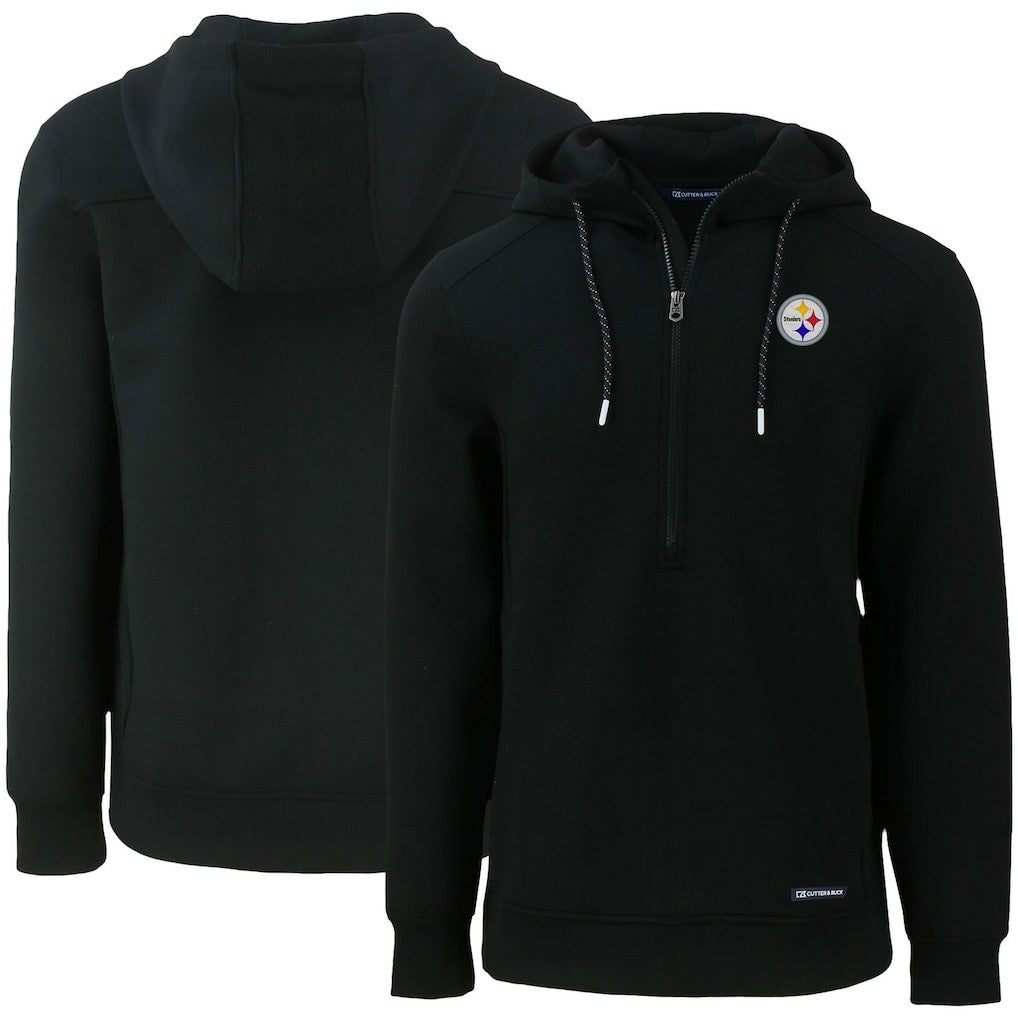 Pittsburgh Steelers Cutter & Buck Primary Mark Roam Eco Recycled Half-Zip Pullover Hoodie Black