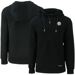 Pittsburgh Steelers Cutter & Buck Primary Mark Roam Eco Recycled Half-Zip Pullover Hoodie Black