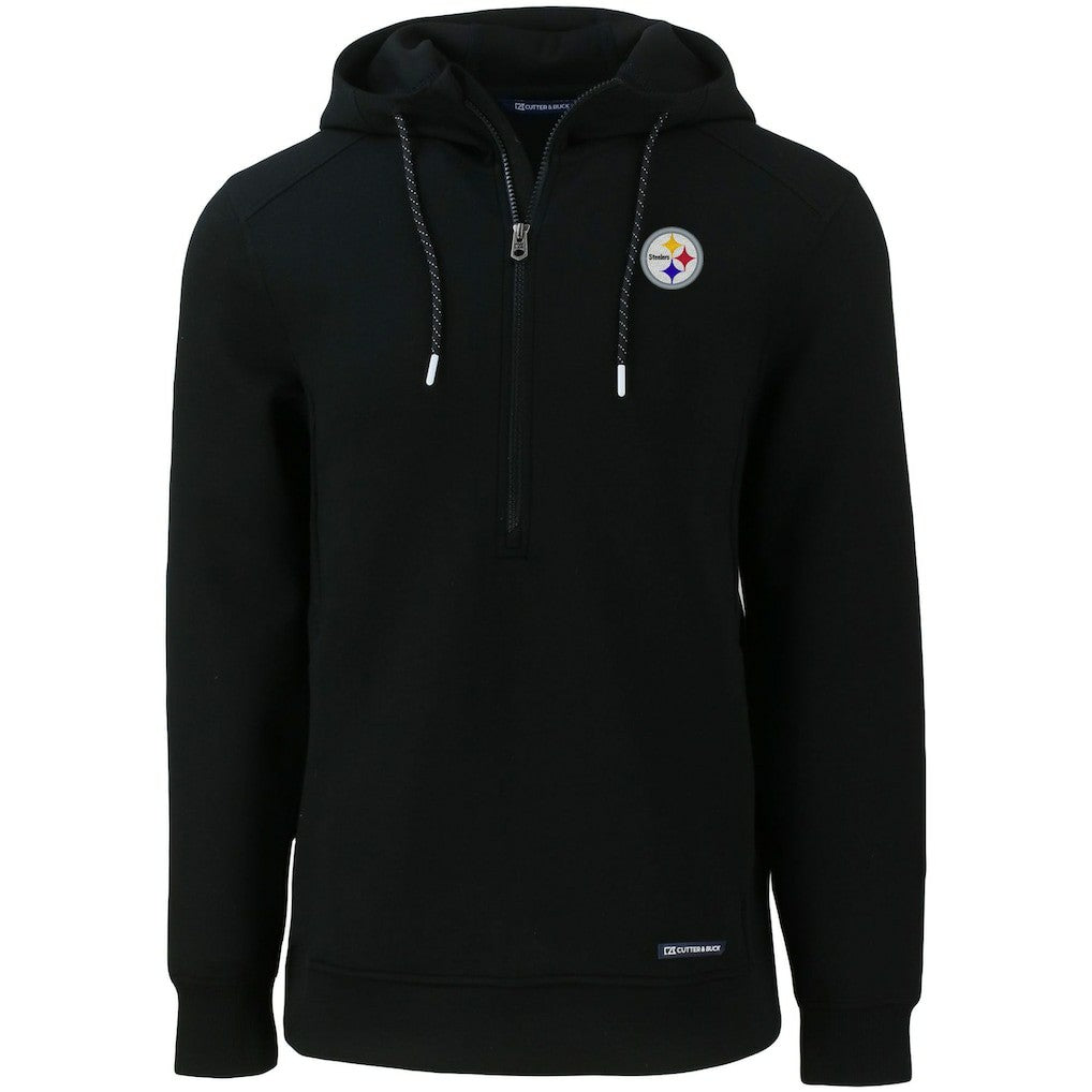 Pittsburgh Steelers Cutter & Buck Primary Mark Roam Eco Recycled Half-Zip Pullover Hoodie Black