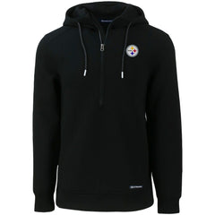 Pittsburgh Steelers Cutter & Buck Primary Mark Roam Eco Recycled Half-Zip Pullover Hoodie Black