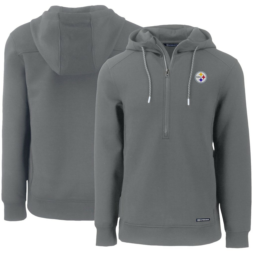 Pittsburgh Steelers Cutter & Buck Primary Mark Roam Eco Recycled Half-Zip Pullover Hoodie Gray