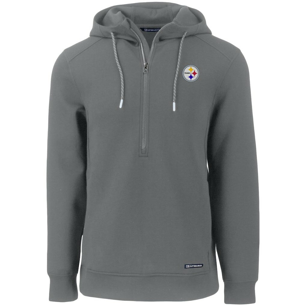 Pittsburgh Steelers Cutter & Buck Primary Mark Roam Eco Recycled Half-Zip Pullover Hoodie Gray