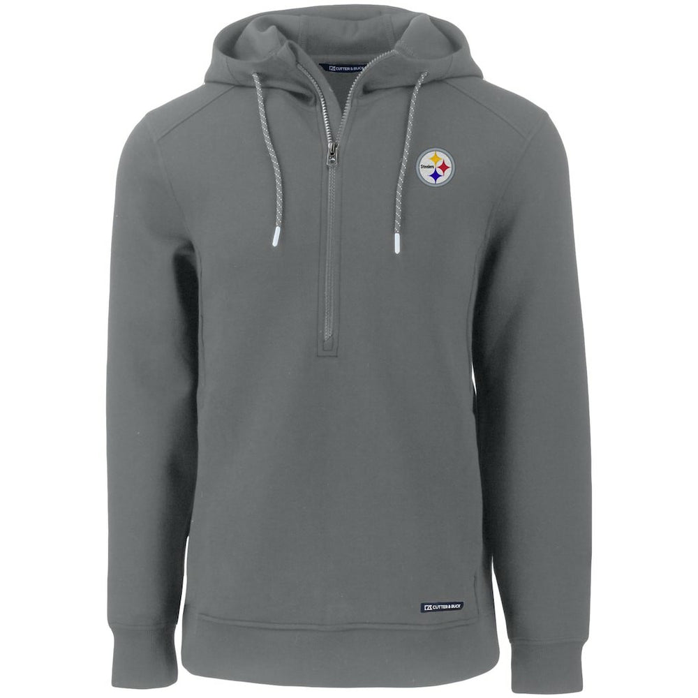 Pittsburgh Steelers Cutter & Buck Primary Mark Roam Eco Recycled Half-Zip Pullover Hoodie Gray