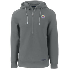 Pittsburgh Steelers Cutter & Buck Primary Mark Roam Eco Recycled Half-Zip Pullover Hoodie Gray