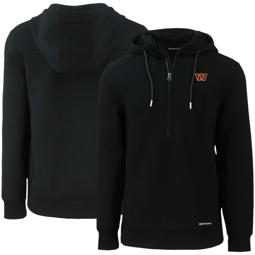 Washington Commanders Cutter & Buck Primary Mark Roam Eco Recycled Half-Zip Pullover Hoodie Black
