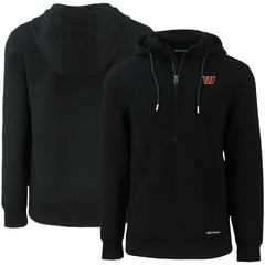 Washington Commanders Cutter & Buck Primary Mark Roam Eco Recycled Half-Zip Pullover Hoodie Black