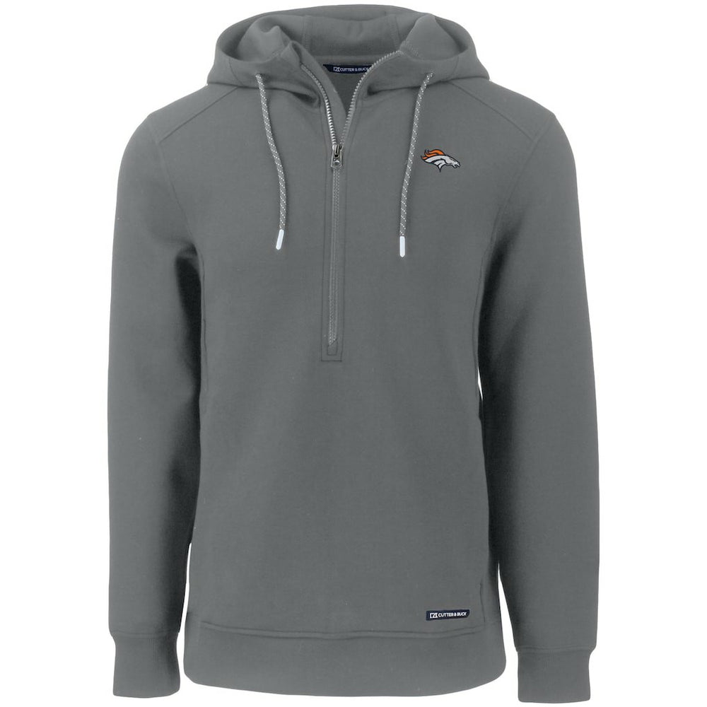Denver Broncos Cutter & Buck Primary Mark Roam Eco Recycled Half-Zip Pullover Hoodie Gray