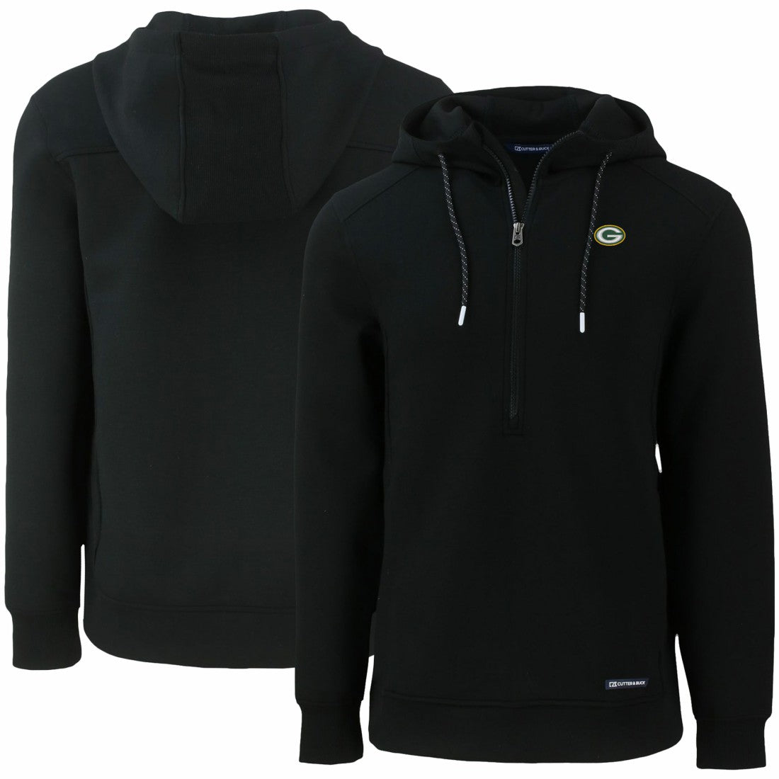 Green Bay Packers Cutter & Buck Primary Mark Roam Eco Recycled Half-Zip Pullover Hoodie Black