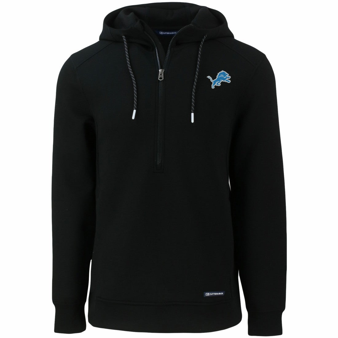 Detroit Lions Cutter & Buck Primary Mark Roam Eco Recycled Half-Zip Pullover Hoodie Black