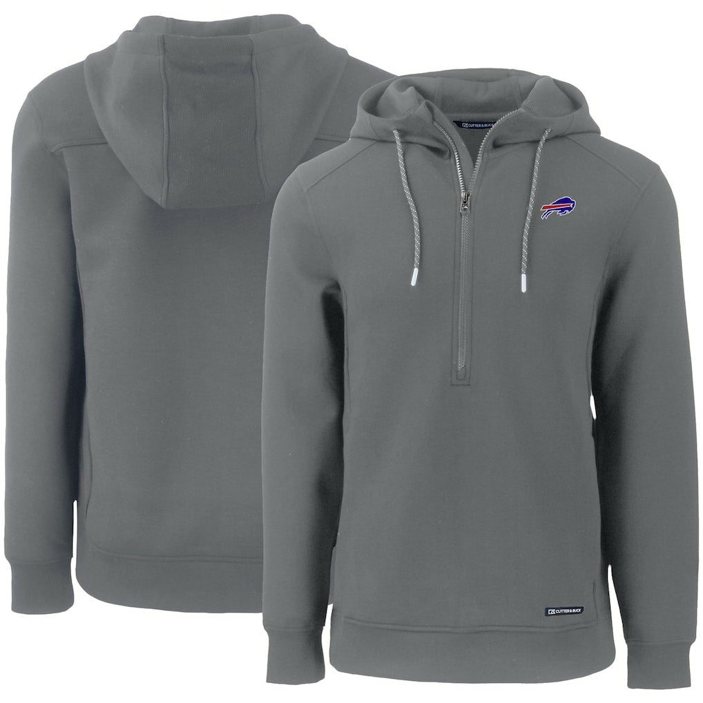 Buffalo Bills Cutter & Buck Primary Mark Roam Eco Recycled Half-Zip Pullover Hoodie Gray