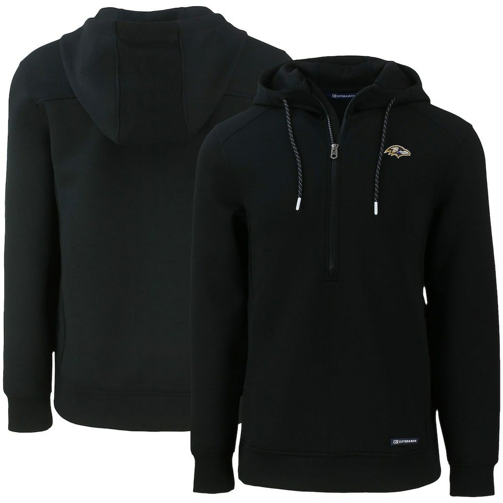 Baltimore Ravens Cutter & Buck Primary Mark Roam Eco Recycled Half-Zip Pullover Hoodie Black