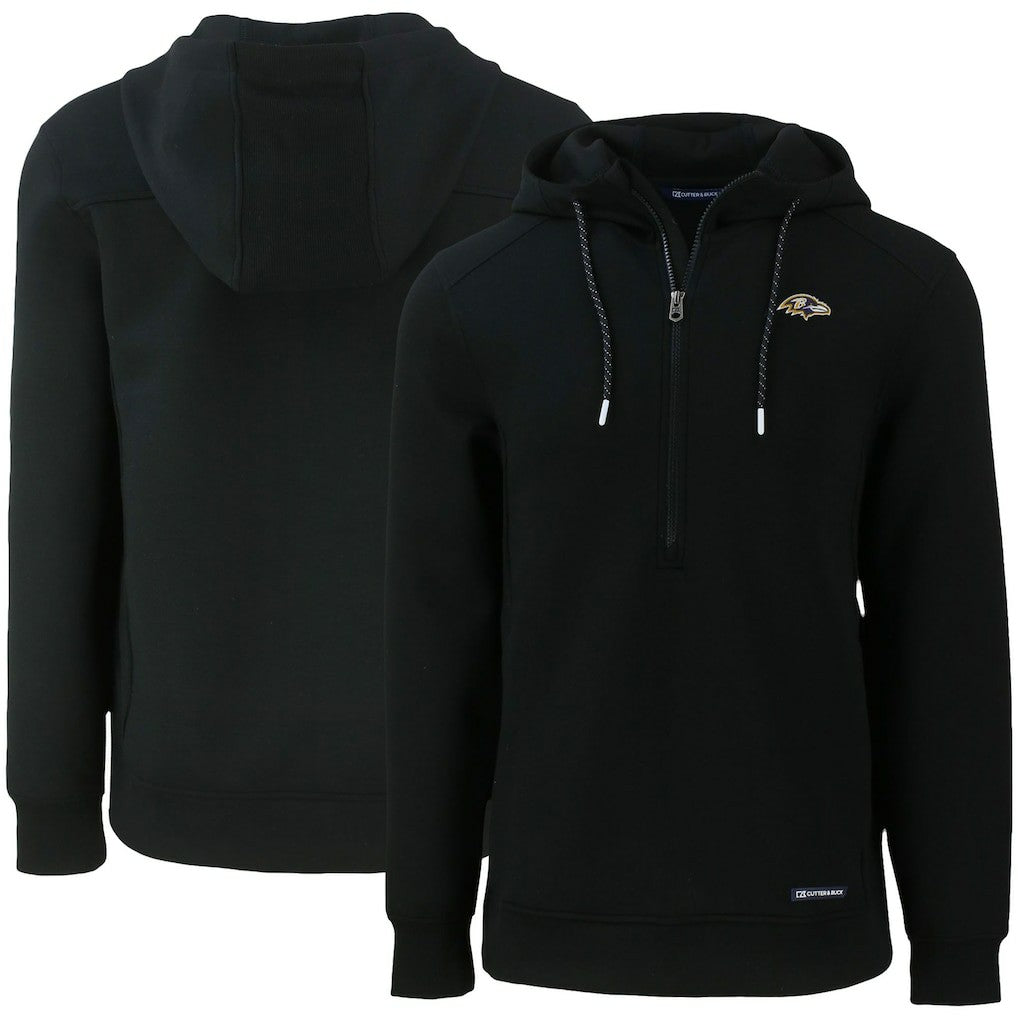 Baltimore Ravens Cutter & Buck Primary Mark Roam Eco Recycled Half-Zip Pullover Hoodie Black