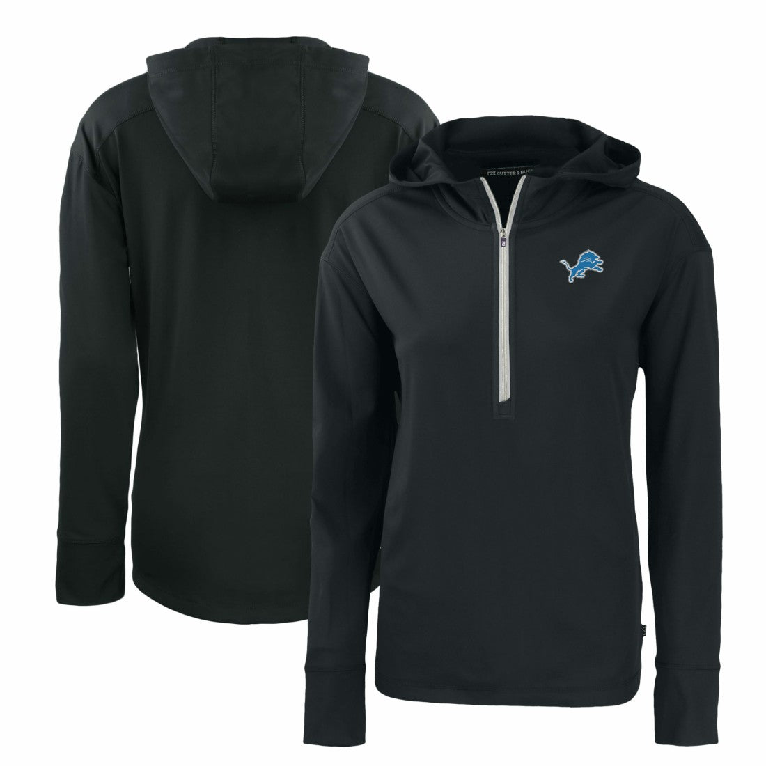 Detroit Lions Cutter & Buck Women's Primary Mark Daybreak Eco Recycled Half-Zip Hoodie Black