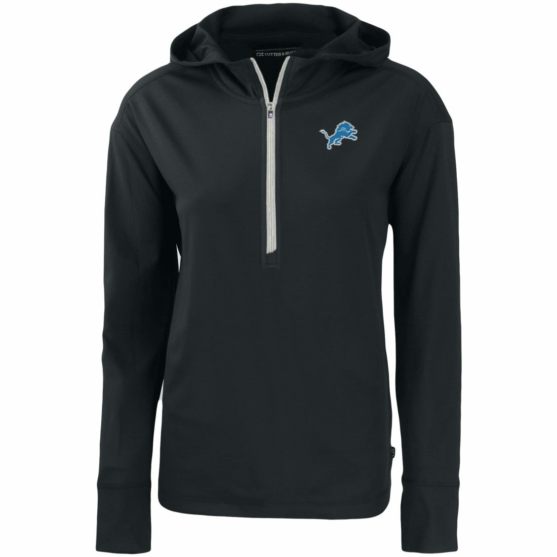 Detroit Lions Cutter & Buck Women's Primary Mark Daybreak Eco Recycled Half-Zip Hoodie Black