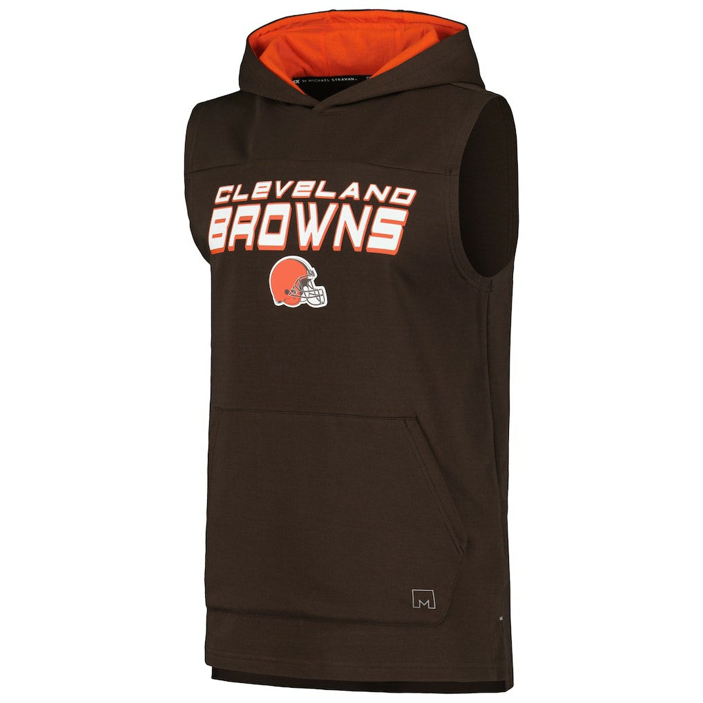 Cleveland Browns MSX by Michael Strahan Captain Sleeveless Hoodie T-Shirt Brown