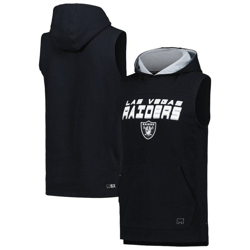 Las Vegas Raiders MSX by Michael Strahan Captain Sleeveless Hoodie T-Shirt Black