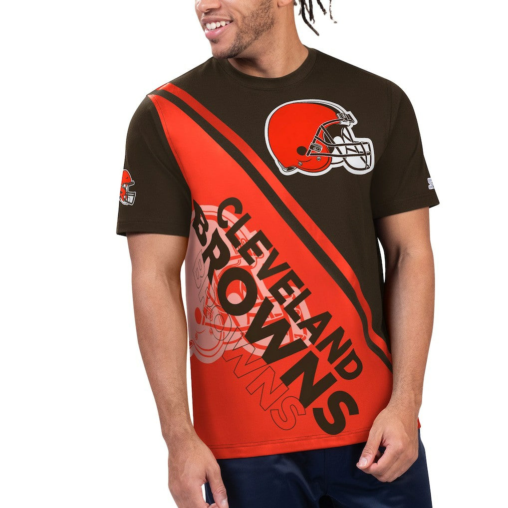 Cleveland Browns Starter Finish Line Extreme Graphic T-Shirt Brown/Orange