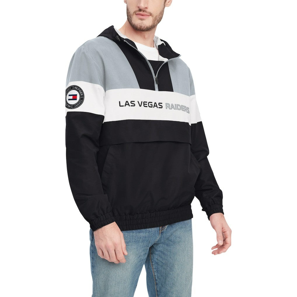 Las Vegas Raiders Tommy Hilfiger Enzo Half-Zip Hoodie Jacket Black/Silver