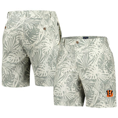 Cincinnati Bengals Margaritaville Sandwashed Monstera Print Amphib Shorts Gray