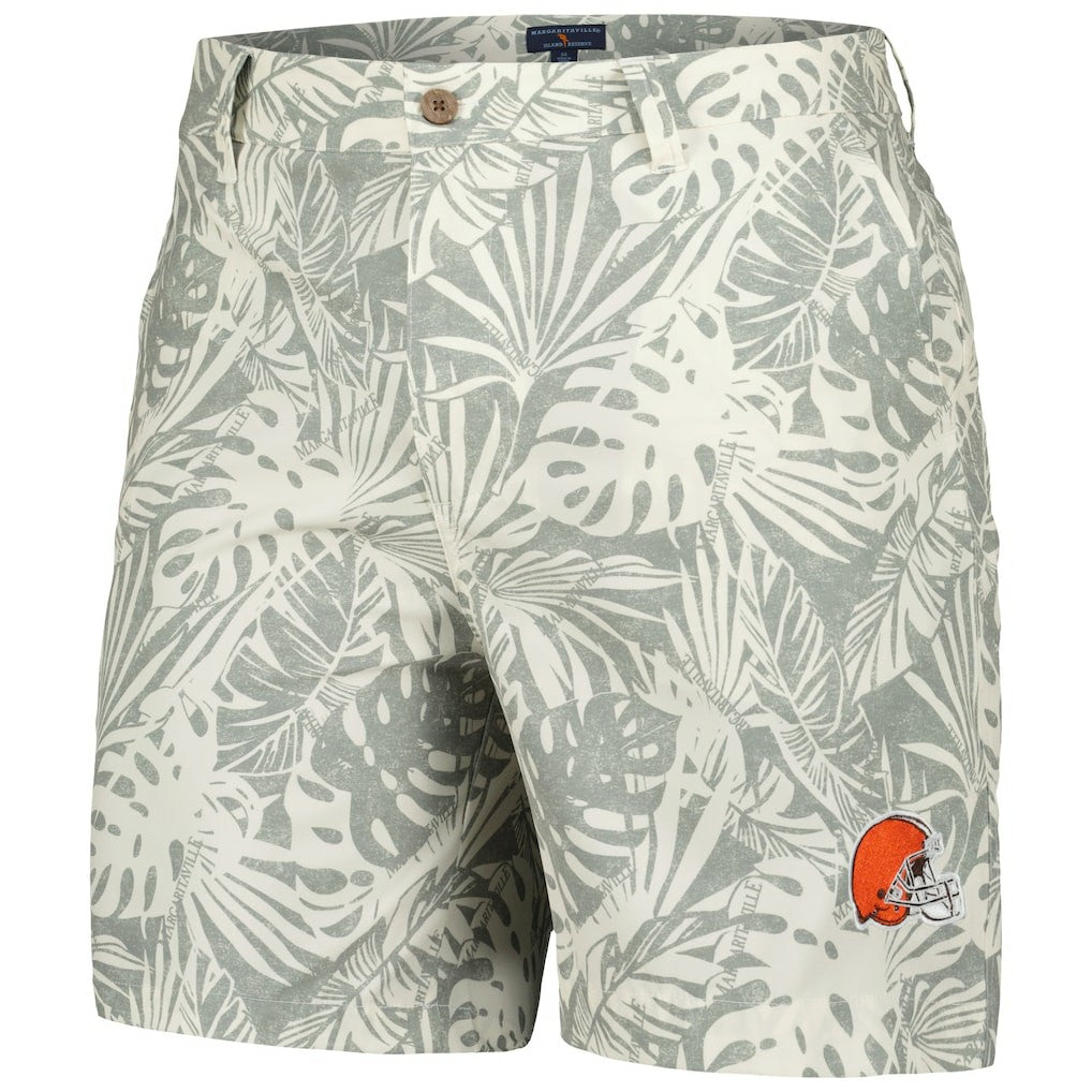 Cleveland Browns Margaritaville Sandwashed Monstera Print Amphib Shorts Gray