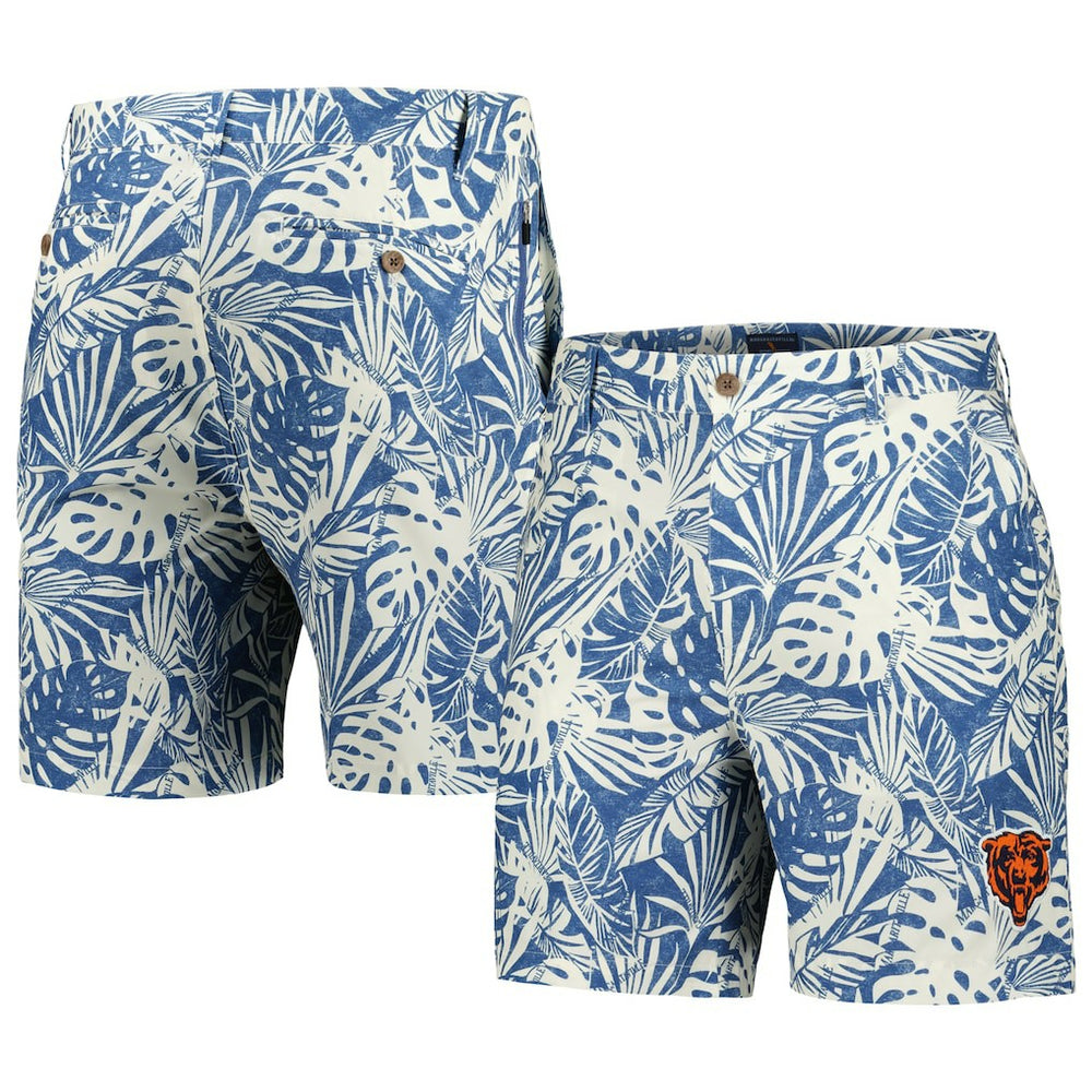 Chicago Bears Margaritaville Sandwashed Monstera Print Amphib Shorts Navy
