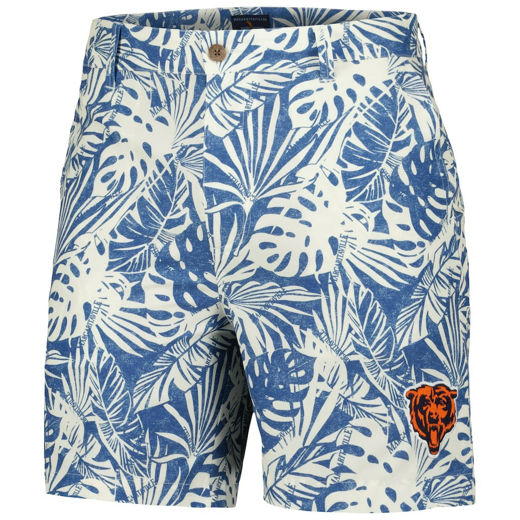 Chicago Bears Margaritaville Sandwashed Monstera Print Amphib Shorts Navy