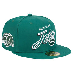 New York Jets New Era Script Sided 59FIFTY Fitted Hat Green