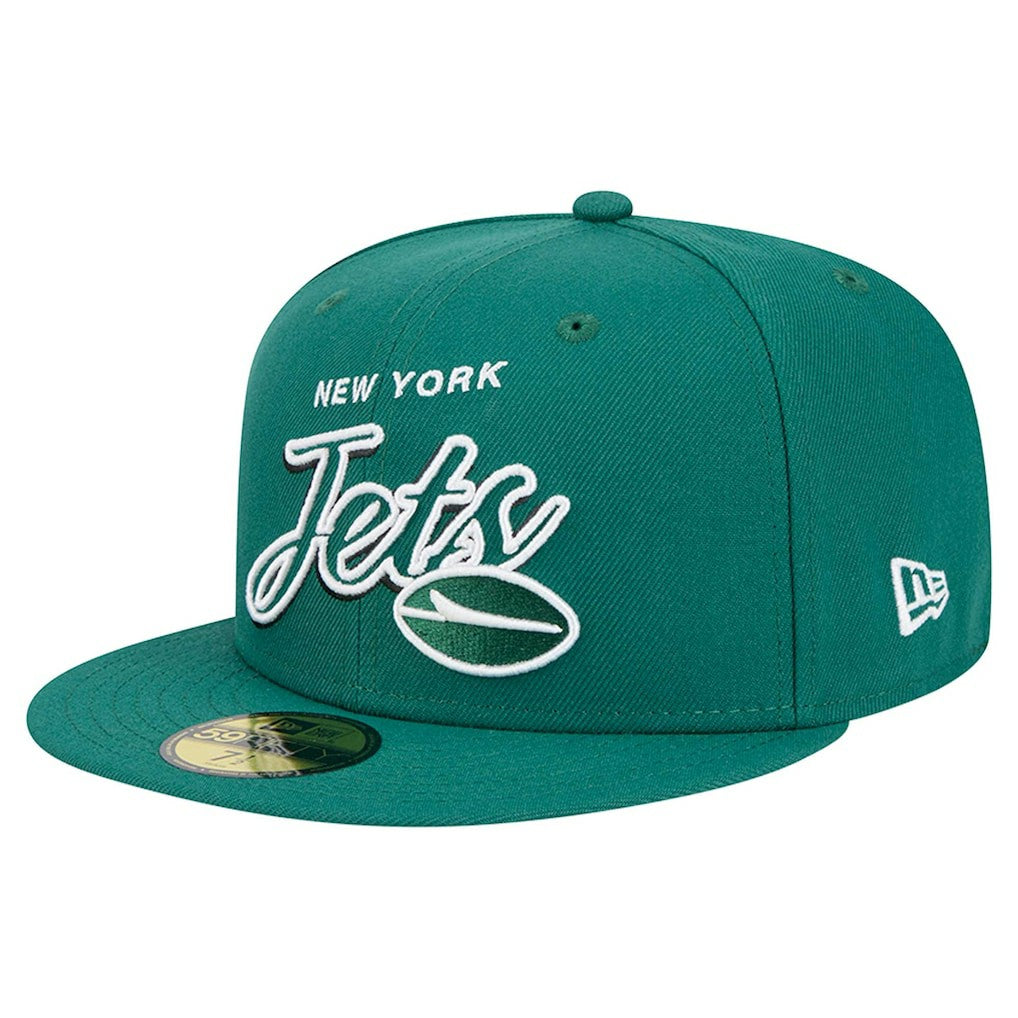 New York Jets New Era Script Sided 59FIFTY Fitted Hat Green