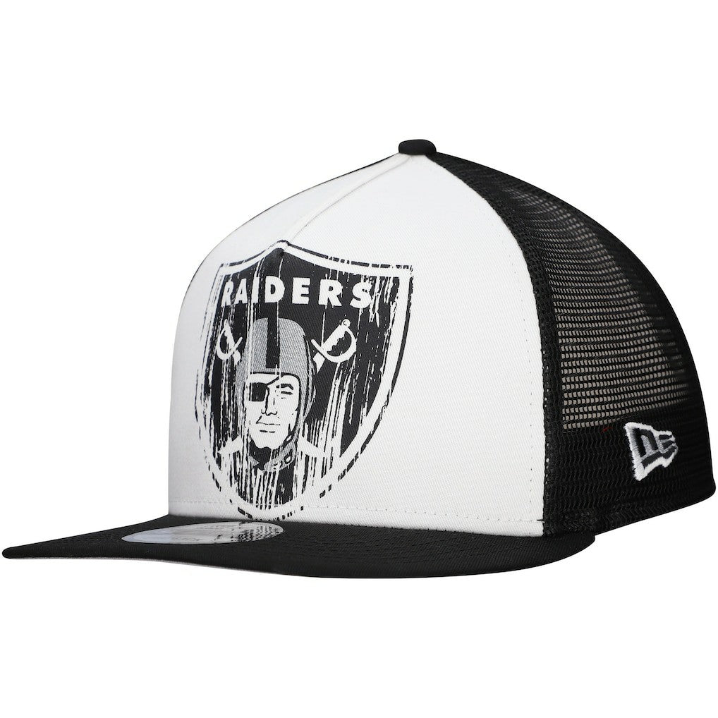 New Era Las Vegas Raiders Distressed 9FIFTY A-Frame Snapback Hat White/Black
