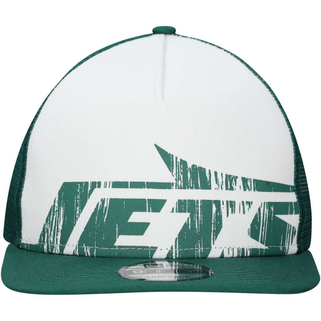 New Era New York Jets Distressed 9FIFTY A-Frame Snapback Hat White/Green