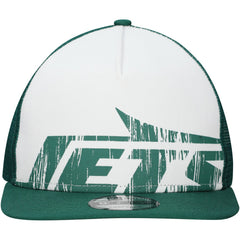 New Era New York Jets Distressed 9FIFTY A-Frame Snapback Hat White/Green
