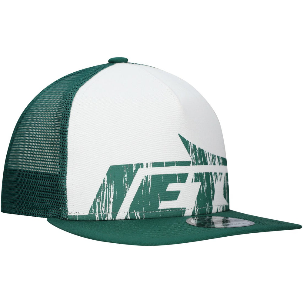 New Era New York Jets Distressed 9FIFTY A-Frame Snapback Hat White/Green