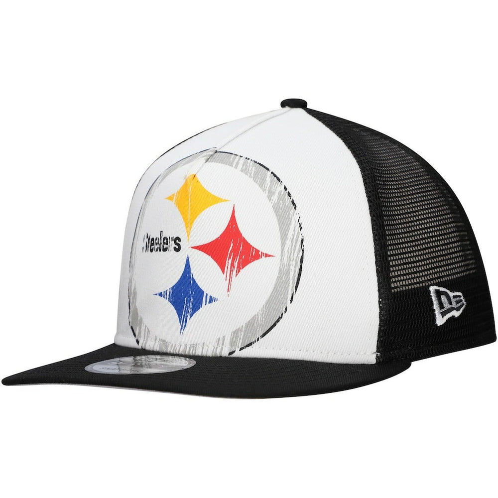New Era Pittsburgh Steelers Distressed 9FIFTY A-Frame Snapback Hat White/Black